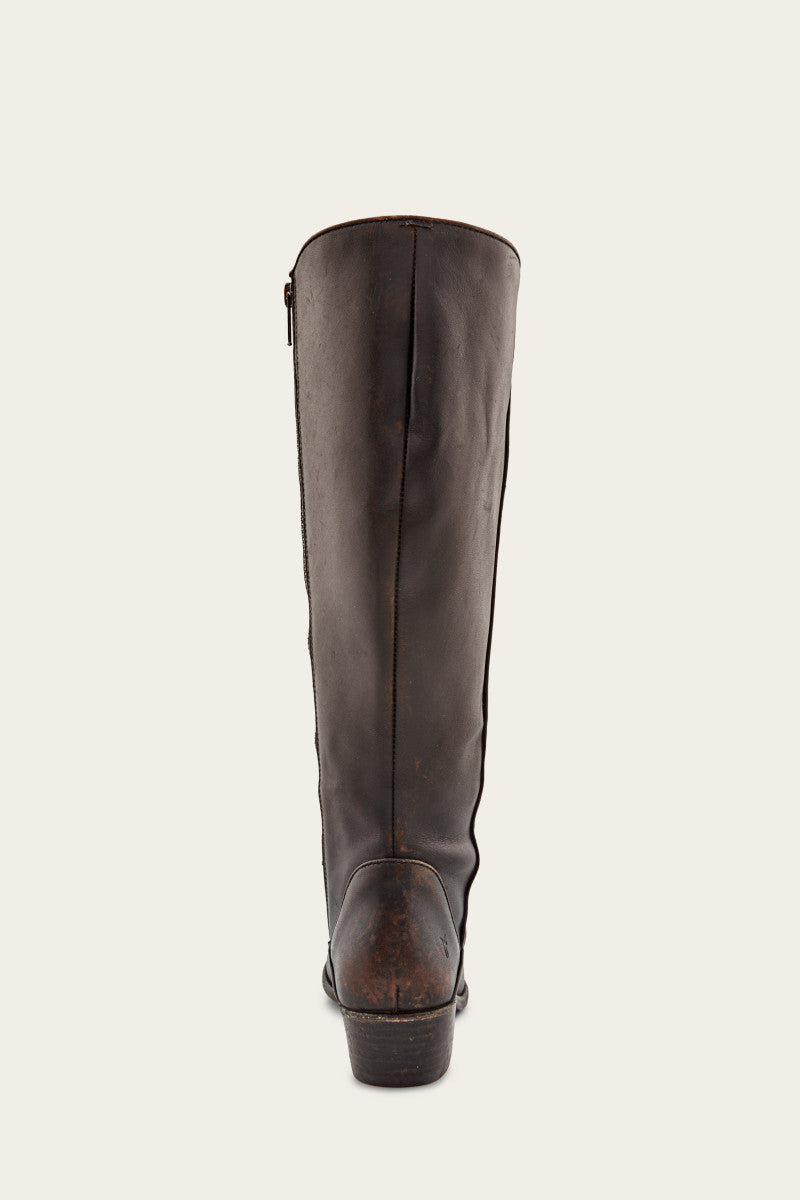 Vintage Carson Piping Tall Boots - Premium Pre-Owned Leather Ankle Boots for Women | Perfect for Fall Fashion, Casual Outfits & Date Nights