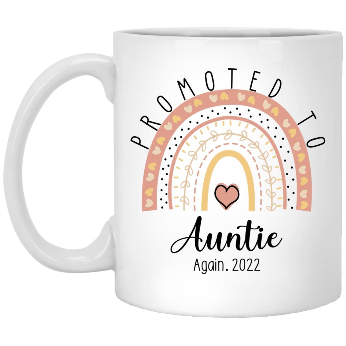 2025 Auntie Rainbow Coffee Mug - Custom Pregnancy Announcement Gift for Auntie Again, Gonna Be an Auntie, Mother's Day Present - 11oz Ceramic Cup for Coffee, Tea & Hot Drinks - Perfect for Celebrations & Daily Use