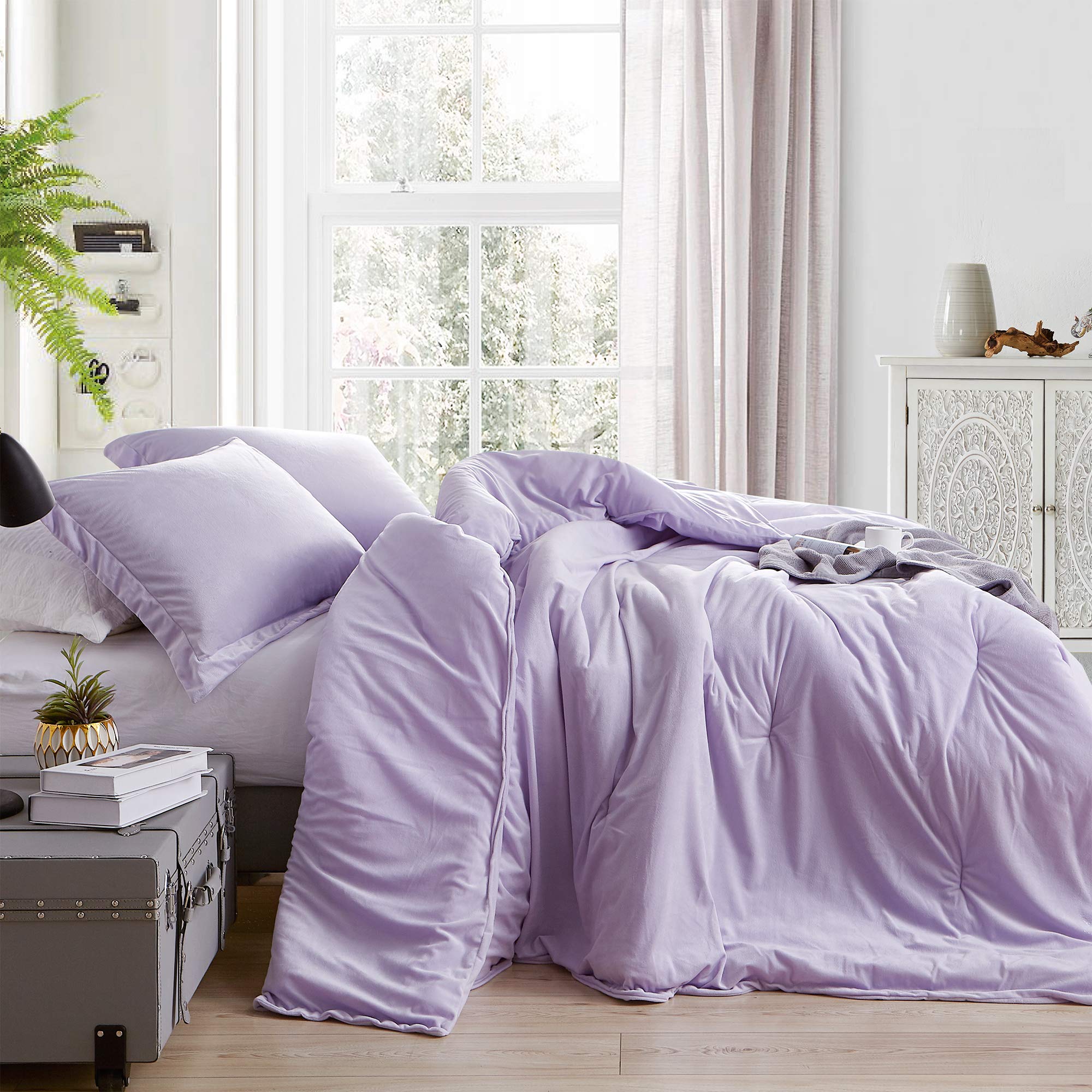 Coma Inducer Oversized Queen Comforter - Ultra Soft Bedding Set in Baby Bird & Orchid Petal Colors - Perfect for Cozy Nights, Guest Rooms, and Luxury Hotel-Style Bedrooms