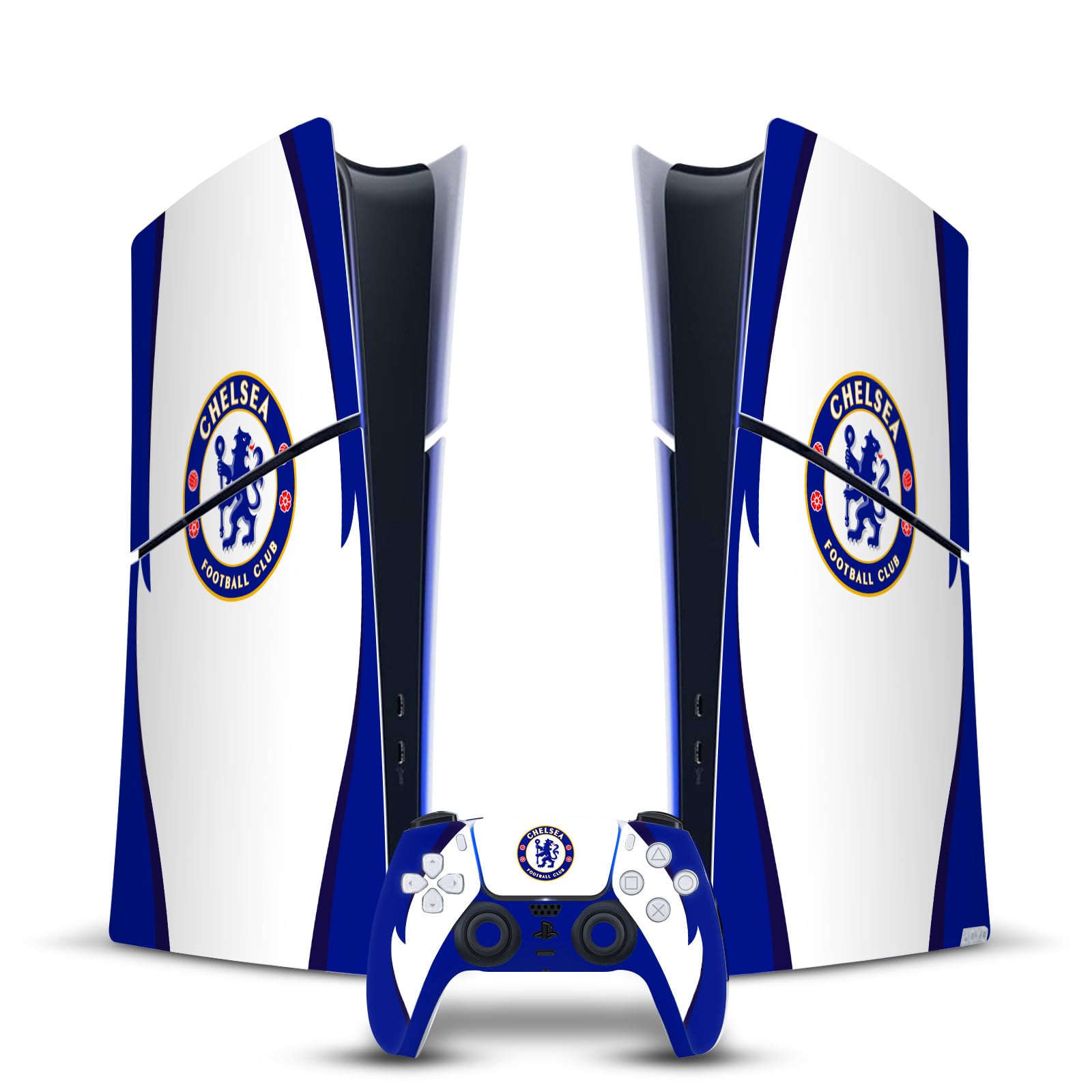 Official Licensed Chelsea FC Vinyl Skin Decal for PS5 & PS5 Slim Console - Compatible with Playstation 5 Digital Edition & DualSense Controller - Perfect for Gaming Setups & Football Fan Decor