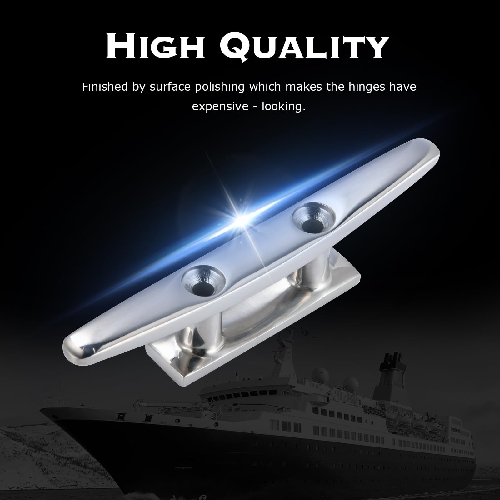CHANGE MOORE 4 Inch 316 Stainless Steel Boat Cleat - Open Base Dock Cleat for Secure Mooring | Marine Grade Boat Accessories with Installation Kit | Perfect for Docks, Piers & Yacht Mooring