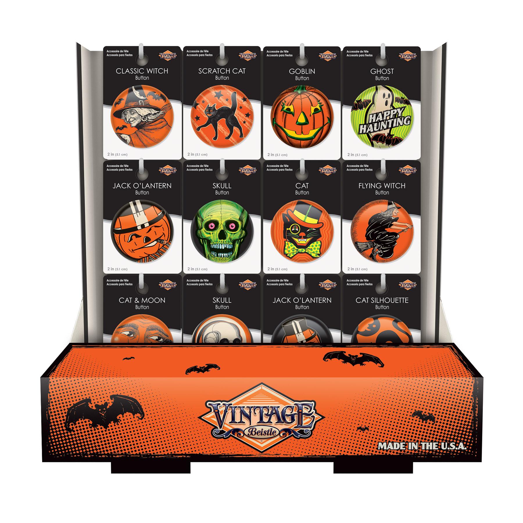 108 Piece Vintage Halloween Buttons Set - Bulk Halloween Party Favors, Costume Accessories & Decorations - Perfect for Trick-or-Treat Bags, Party Giveaways & DIY Halloween Crafts