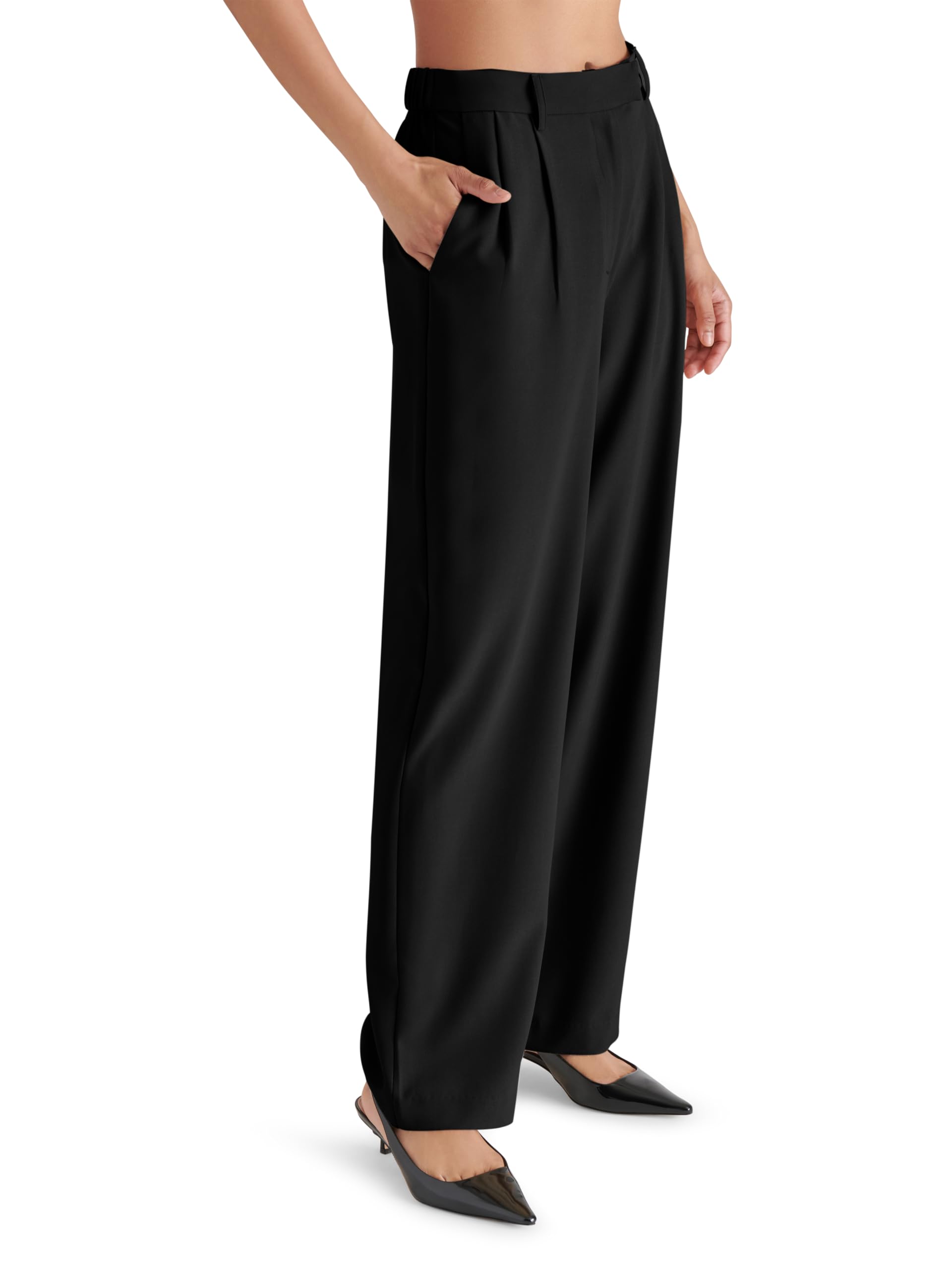 Steve Madden Women's High Waisted Neave Pants - Stretch Comfort Fit Trousers for Work, Office & Casual Wear