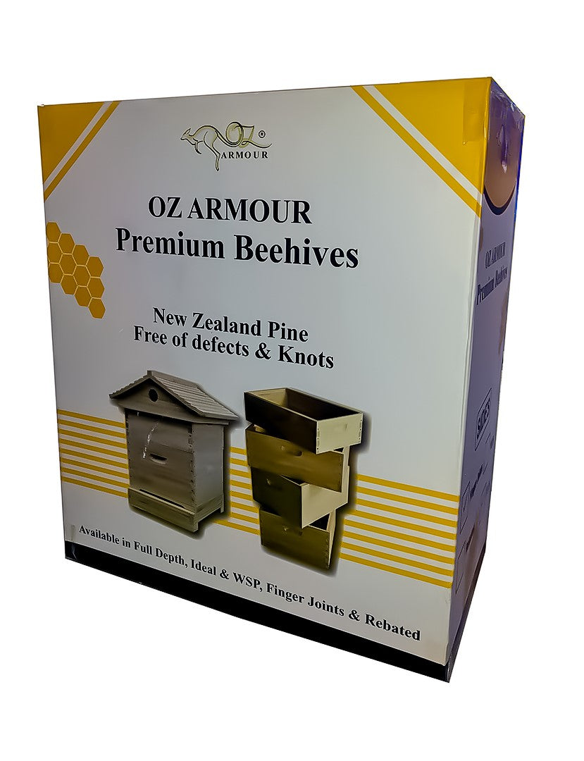 OZ ARMOUR 3-Level Beehive with Mesh Bottom Board - Flat Pack Beekeeping Kit for Honey Production & Pollination