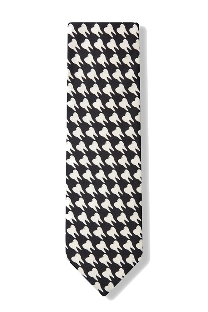 Stylish Black & White Microfiber Dentist-Themed Necktie for Men - Perfect for Dental Professionals, Costume Parties & Themed Events
