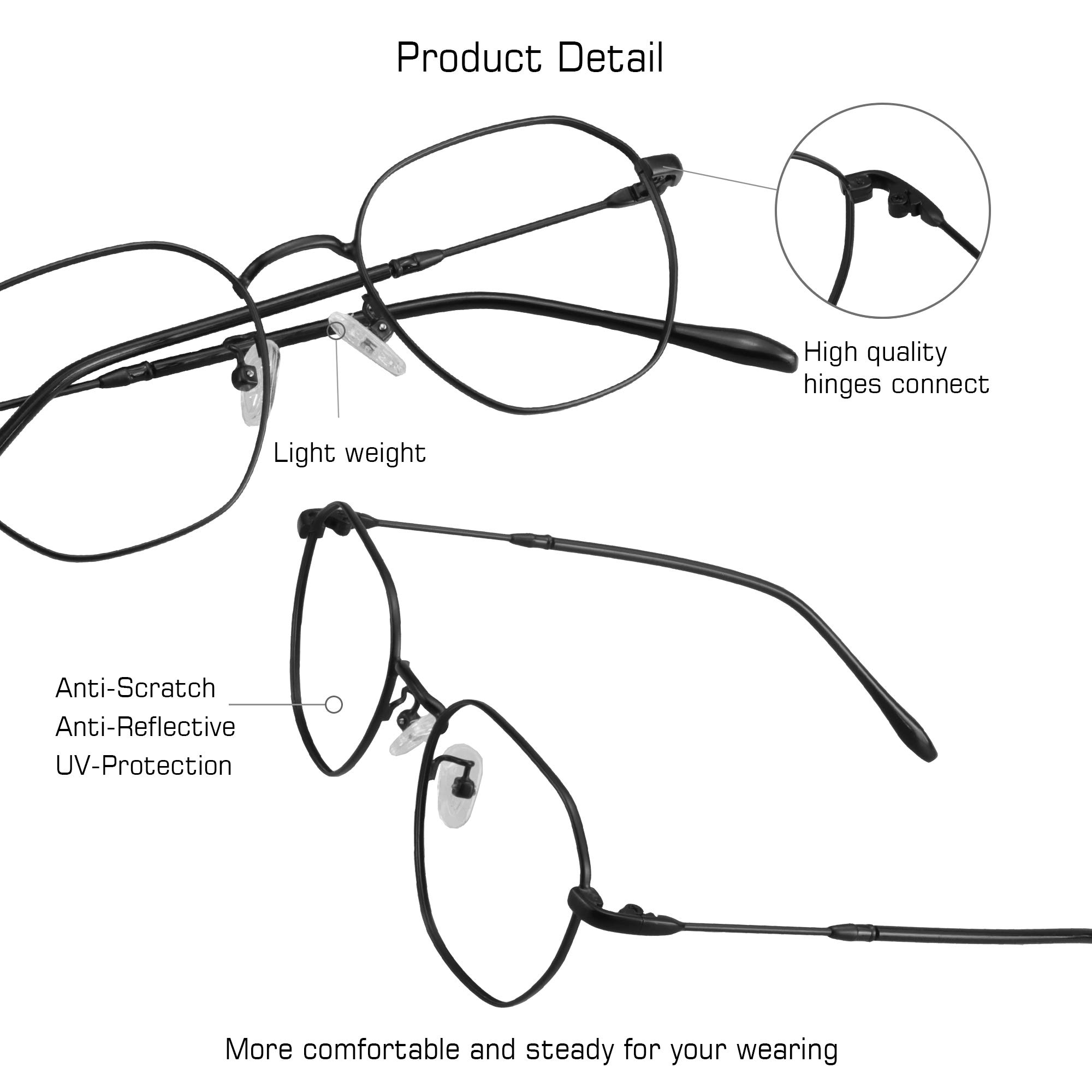 VisionGlobal Blue Light Blocking Glasses for Computer, Reading & Gaming - Anti Eye Strain Glasses for Men & Women - Perfect for Office Work, Online Classes & Nighttime Screen Use