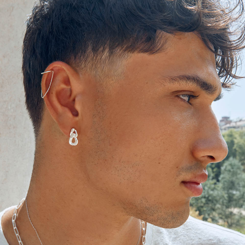 Silver Drop Chain Single Ear Cuff - Trendy Boho Ear Jewelry for Women - Perfect for Parties, Weddings & Everyday Wear