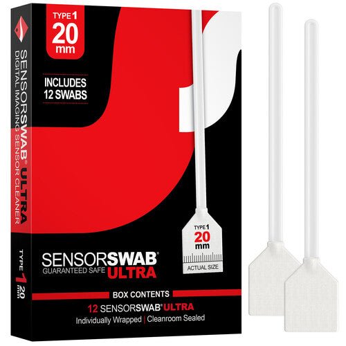 Photographic Solutions Sensor Swab ULTRA 20mm (Type 1) - Box of 12 | Professional DSLR Camera Cleaning Kit for Mirrorless & Digital Cameras - Perfect for Lens, Sensor & Dust Removal