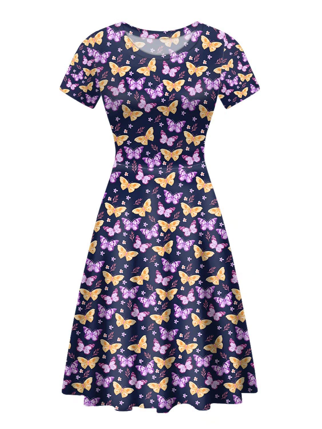 Pensura Women's Casual Short Sleeve A-Line Dress - Flowy Summer Party Dress for Halloween, Cocktail, Beach & Everyday Wear