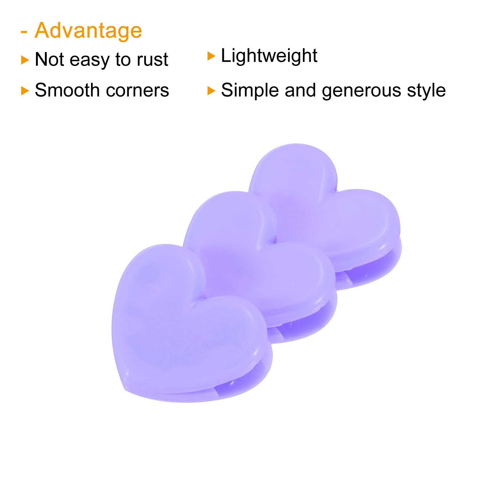 Heart-Shaped Bag Clips 30Pcs - Snack Sealer Clamps for Coffee, Office & Photos - Purple