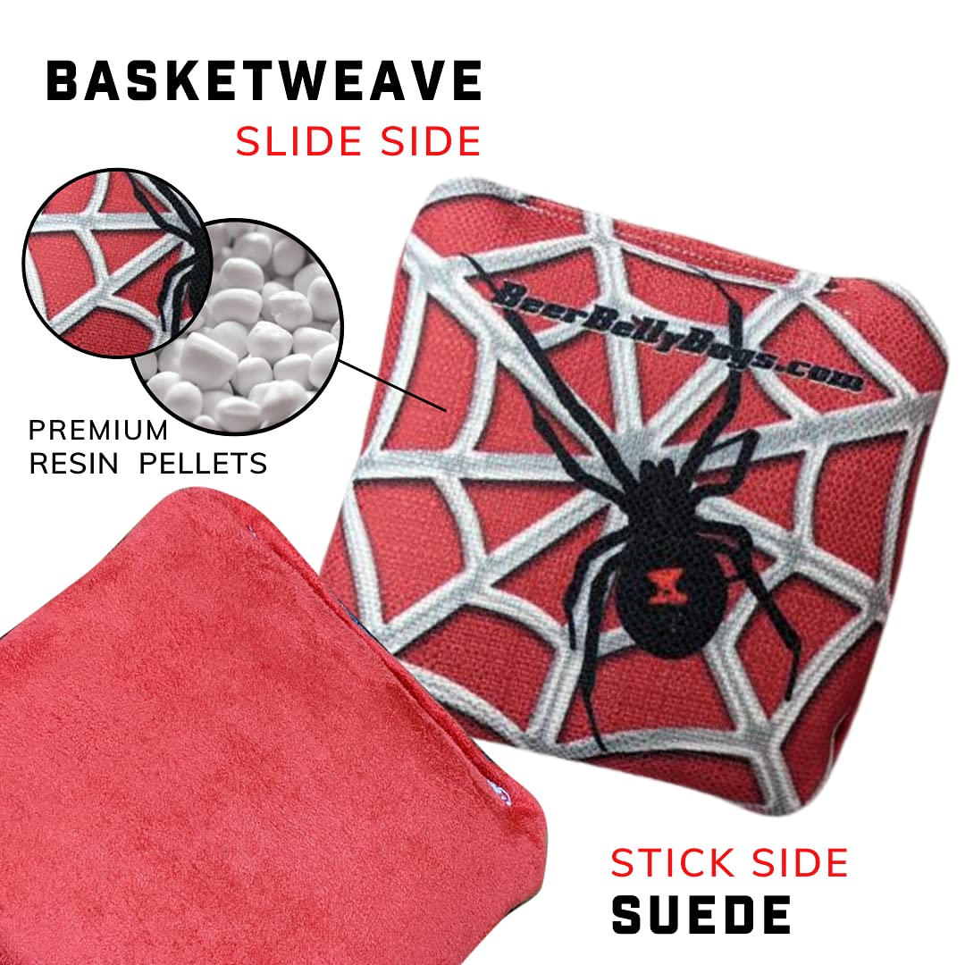 Competitive Cornhole Game Set - 8 Double-Sided Resin-Filled Bags (Sticky & Slick Sides) with Basketweave Design - Perfect for Backyard Parties, Tailgating & Outdoor Games