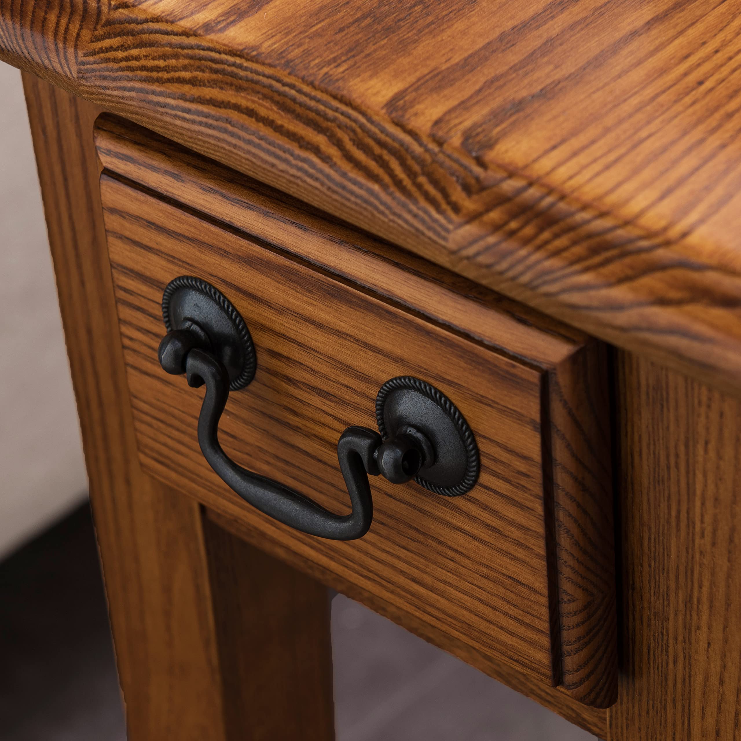 Leick Home 9017-MED Medium Oak Narrow Side Table with Drawer and Shelf - Perfect for Small Spaces, Bedroom Nightstand, Living Room End Table, or Entryway Console