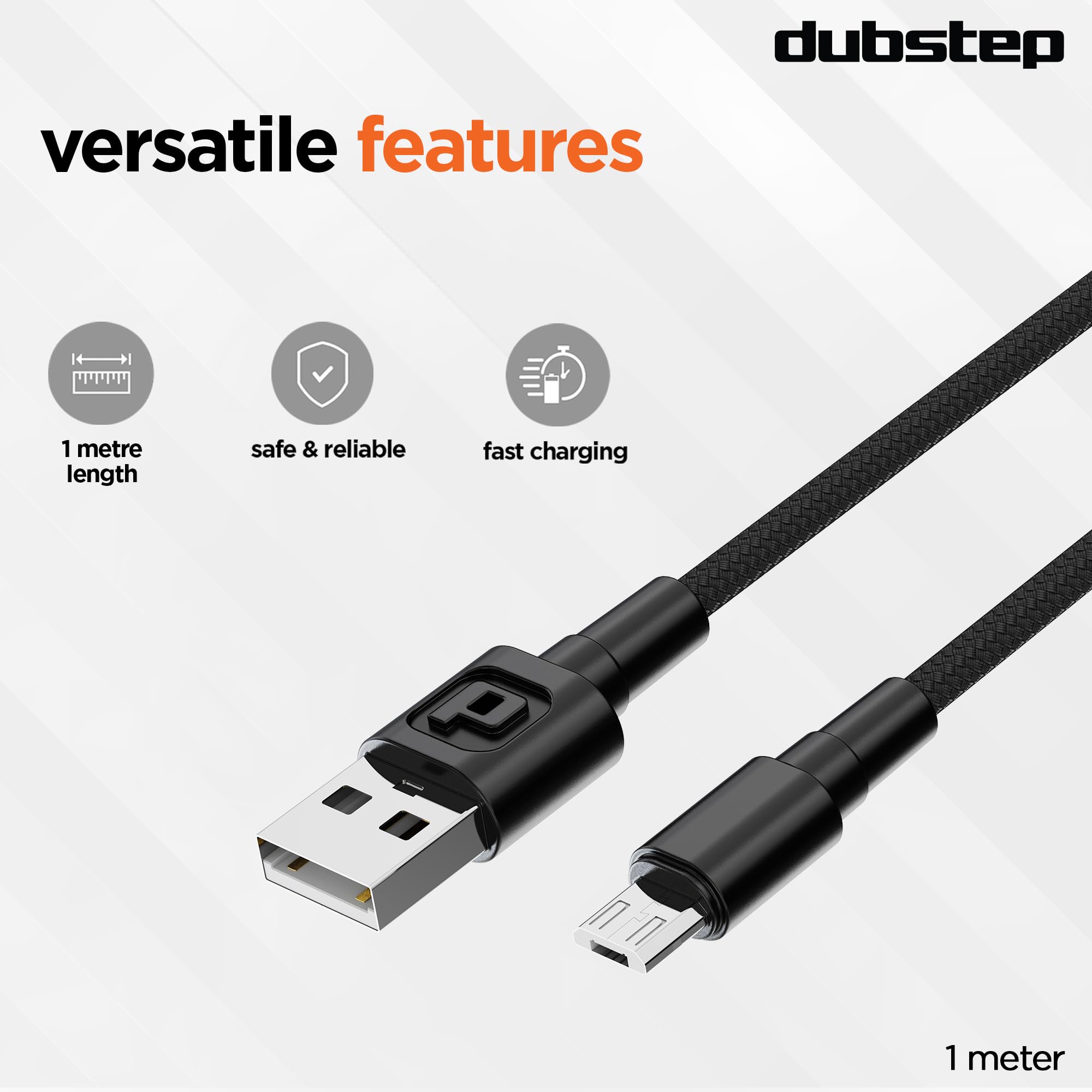 Ultra Durable 18W Micro USB Charging Cable - Tangle-Free, Nylon Braided, 3.1A Fast Charging for Dubstep Blaze & Other Devices - Perfect for Travel, Office & Home Use (Black)
