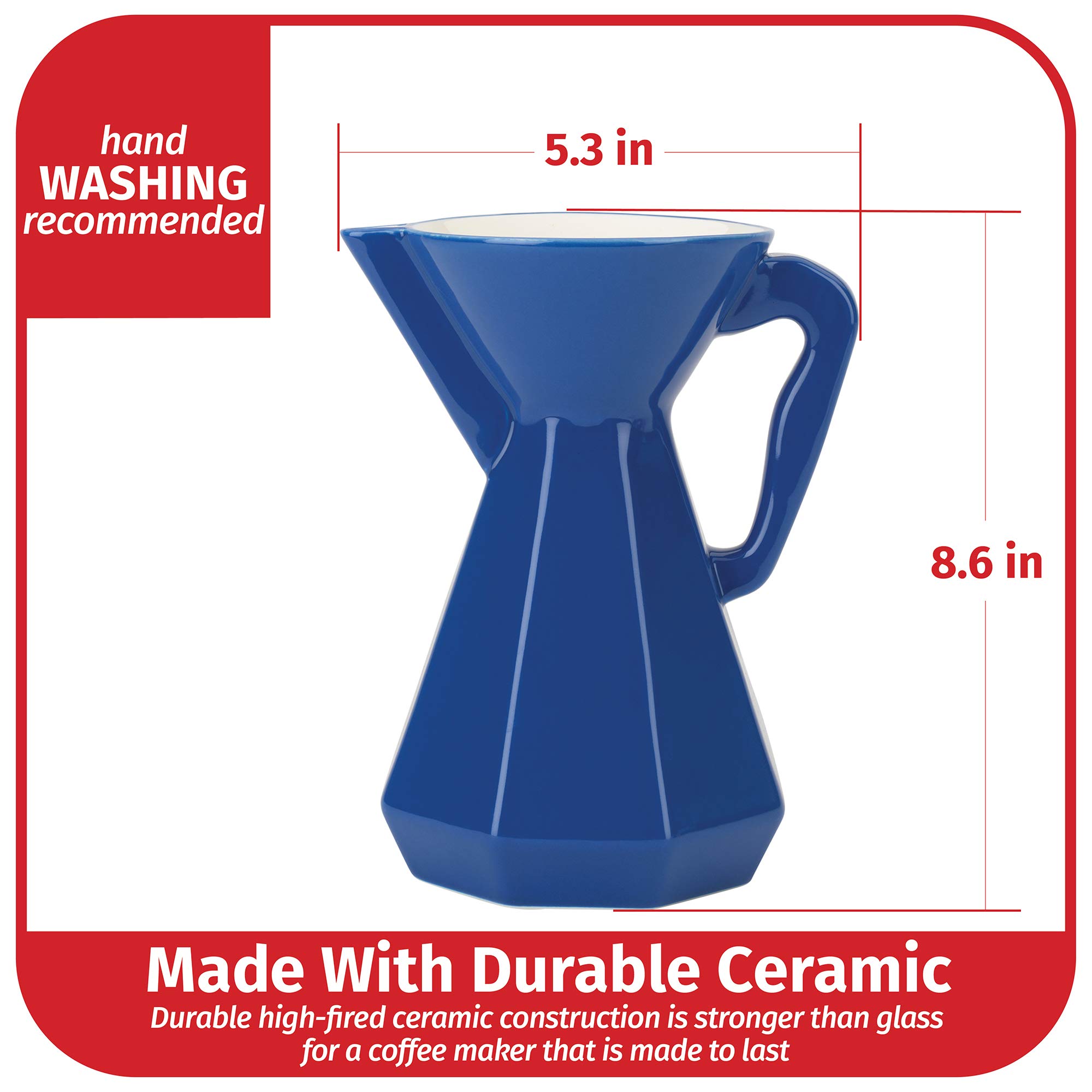 Goodcook Koffe 6-Cup Ceramic Pour Over Coffee Maker with #4 Paper Filters - Perfect for Home Brewing, Office Use & Gift Giving