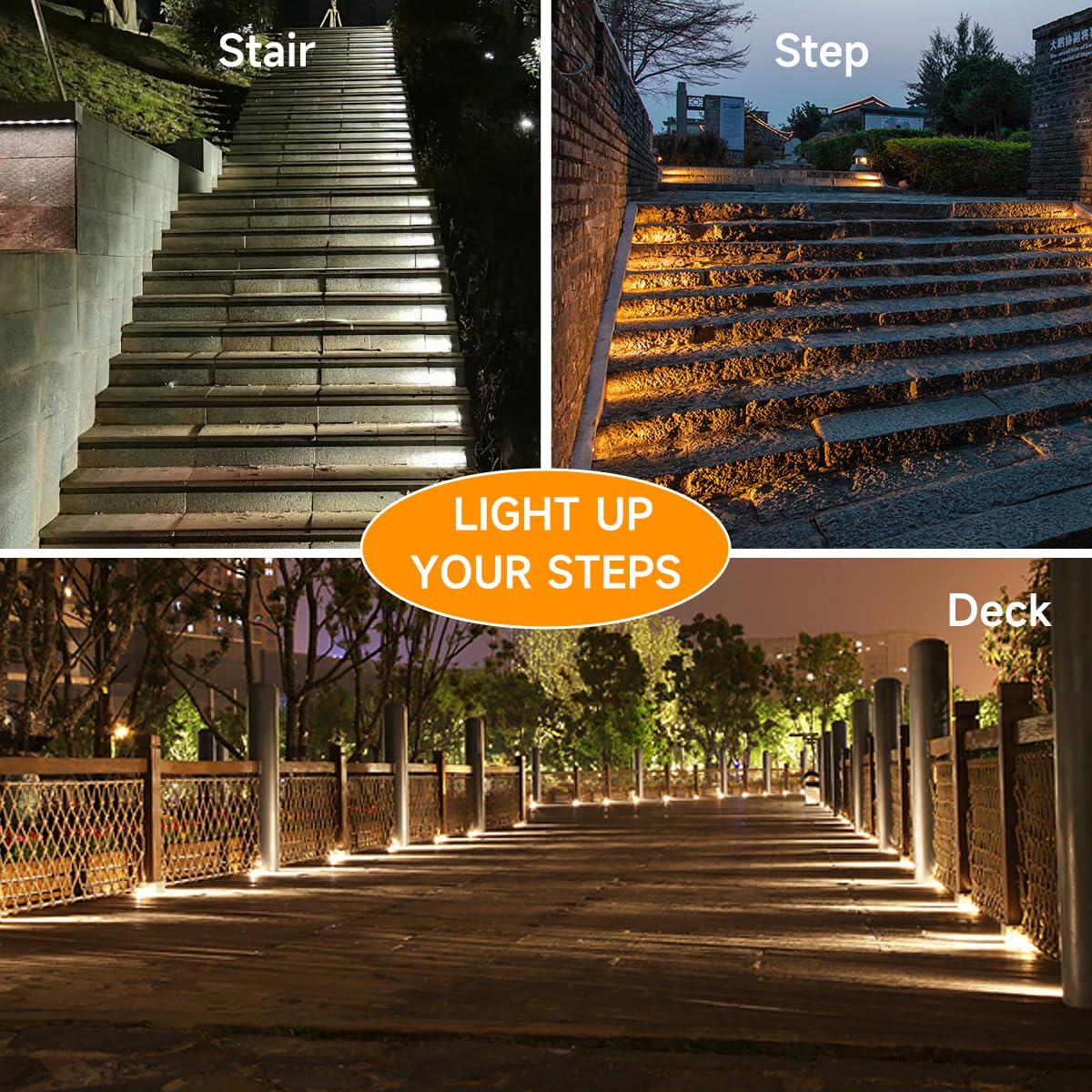 6 Pack Solar Step Lights Outdoor Waterproof IP67 - 3000K Warm White Solar Powered Stair Lights for Front Porch, Pathway, Patio, Deck & Garden Decor | Weatherproof Landscape Lighting for Steps, Walkways & Outdoor Stairs