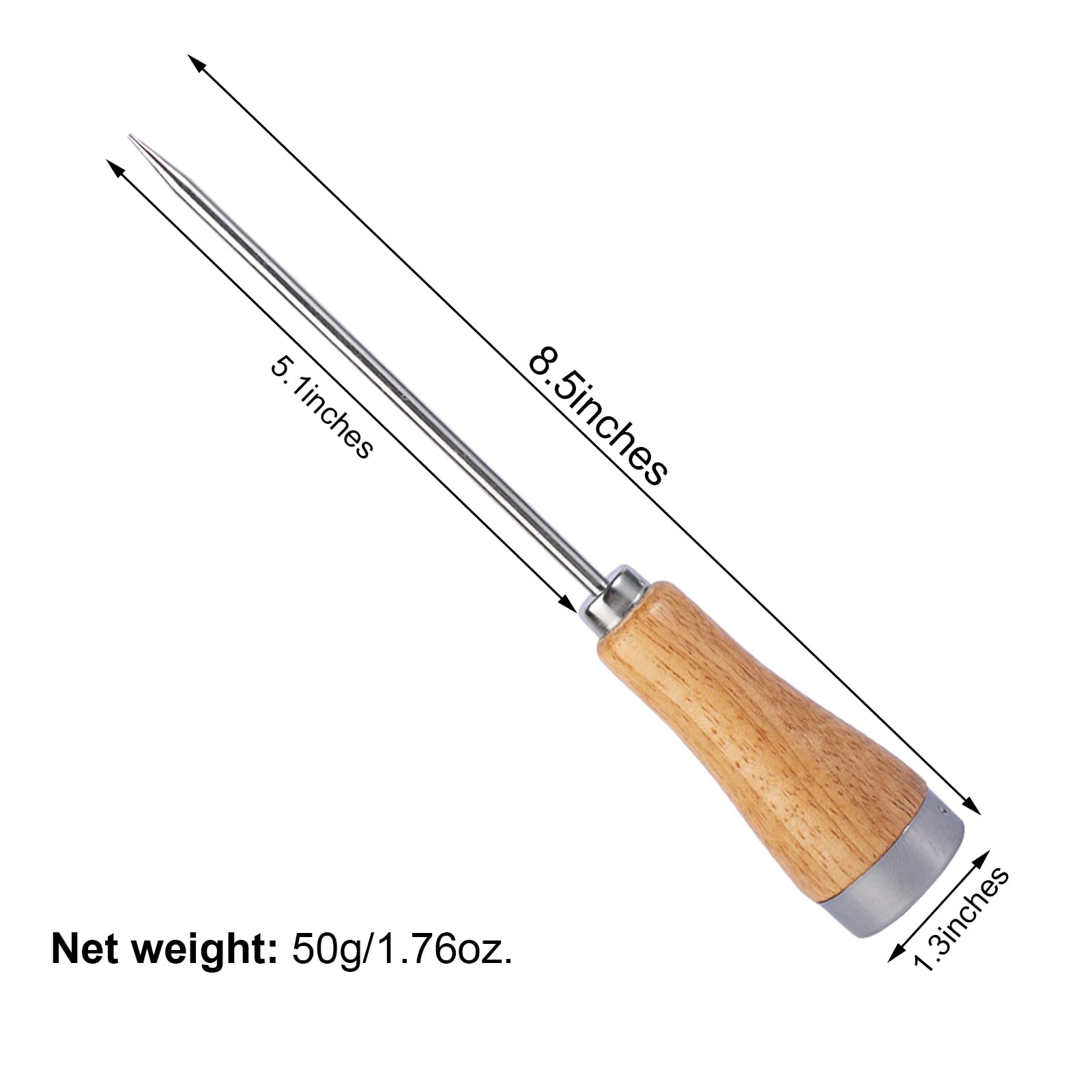 ZLKSKER Premium Stainless Steel Ice Pick with Wooden Handle - Professional Bartender Tool for Chiseling & Breaking Ice - Ideal for Cocktail Bars, Home Freezers & Kitchen Use (Pack of 1)