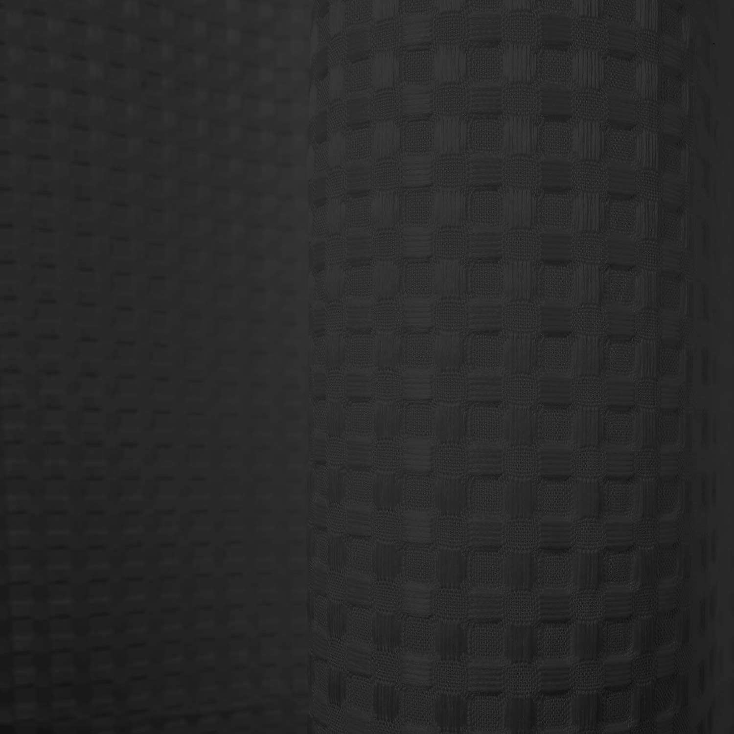 Waffle Weave Shower Curtain 72x84 Inches - Hotel Quality Fabric Bathroom Curtain in Black - Perfect for Modern Bathrooms & Spa-Like Showers