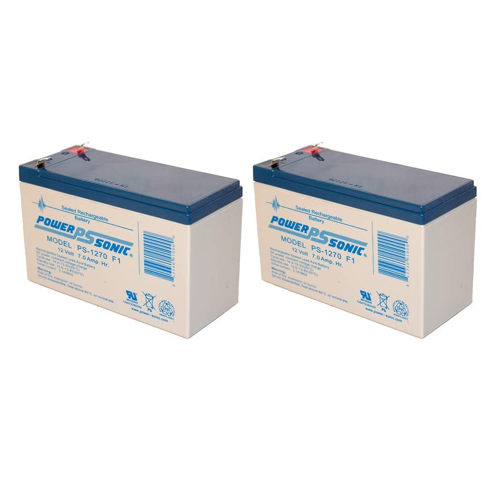 Power Sonic PS-1270 12V 7AH Sealed Lead Acid (SLA) Rechargeable Battery - 2 Pack for Security Systems, Emergency Lighting & Backup Power