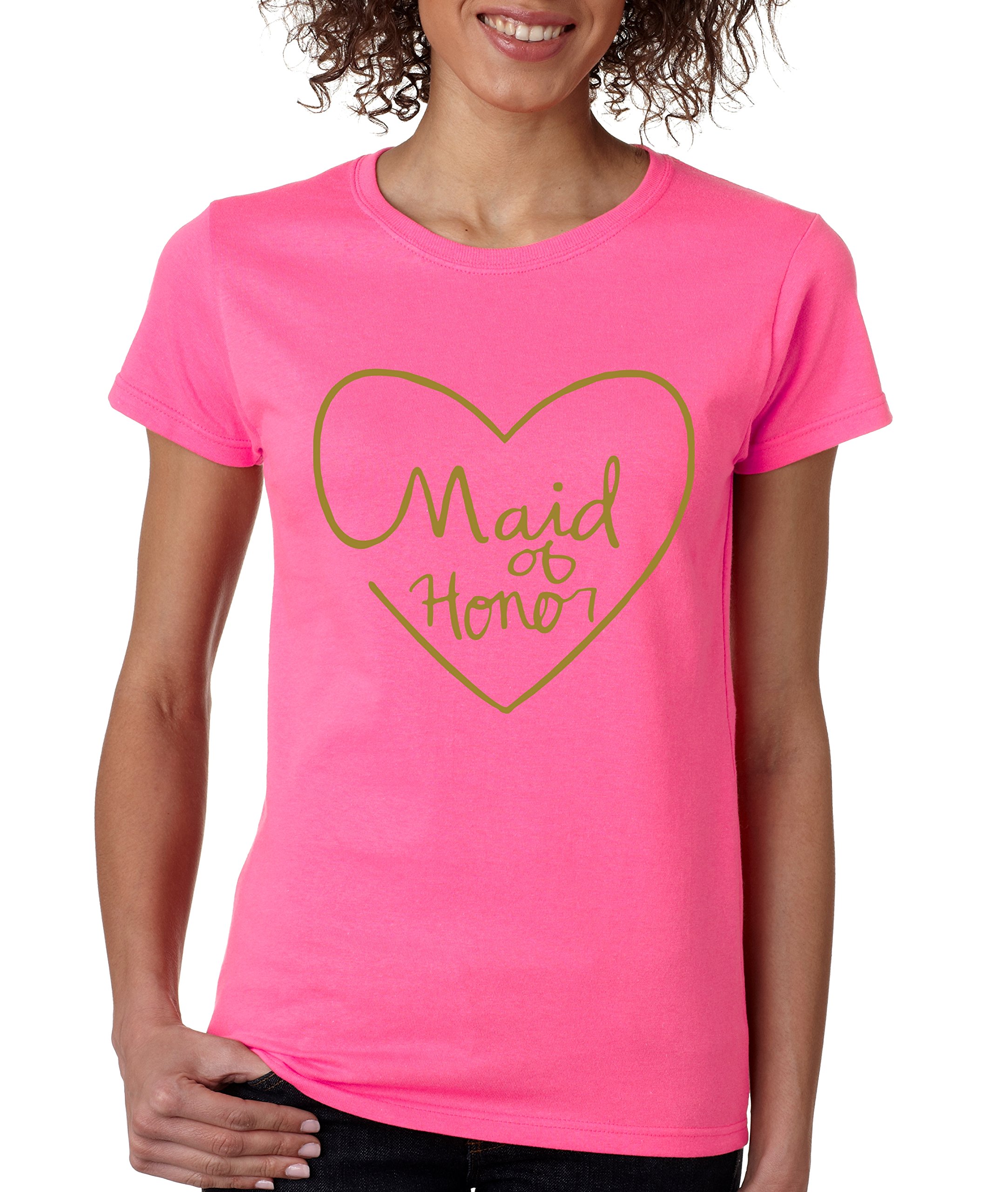 ALLNTRENDS Women's Metallic Gold Made of Honor T-Shirt - Bachelorette Party Shirt for Bride Squad & Bridesmaids | Perfect for Bachelorette Parties, Bridal Showers & Wedding Events