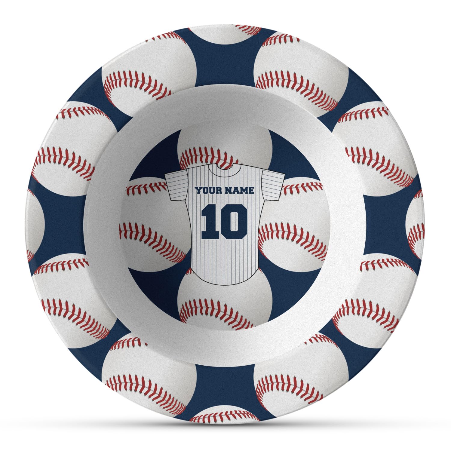 Custom Baseball Jersey Design Plastic Bowl - Microwave & Dishwasher Safe - Durable Composite Polymer - Perfect for Sports Fans, Parties & Everyday Use