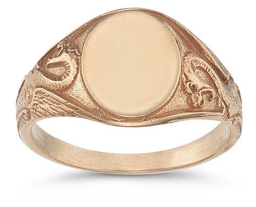 14K Rose Gold Welsh Dragon Signet Ring for Men & Women - Vintage Celtic Jewelry Gift for Weddings, Anniversaries & Everyday Wear
