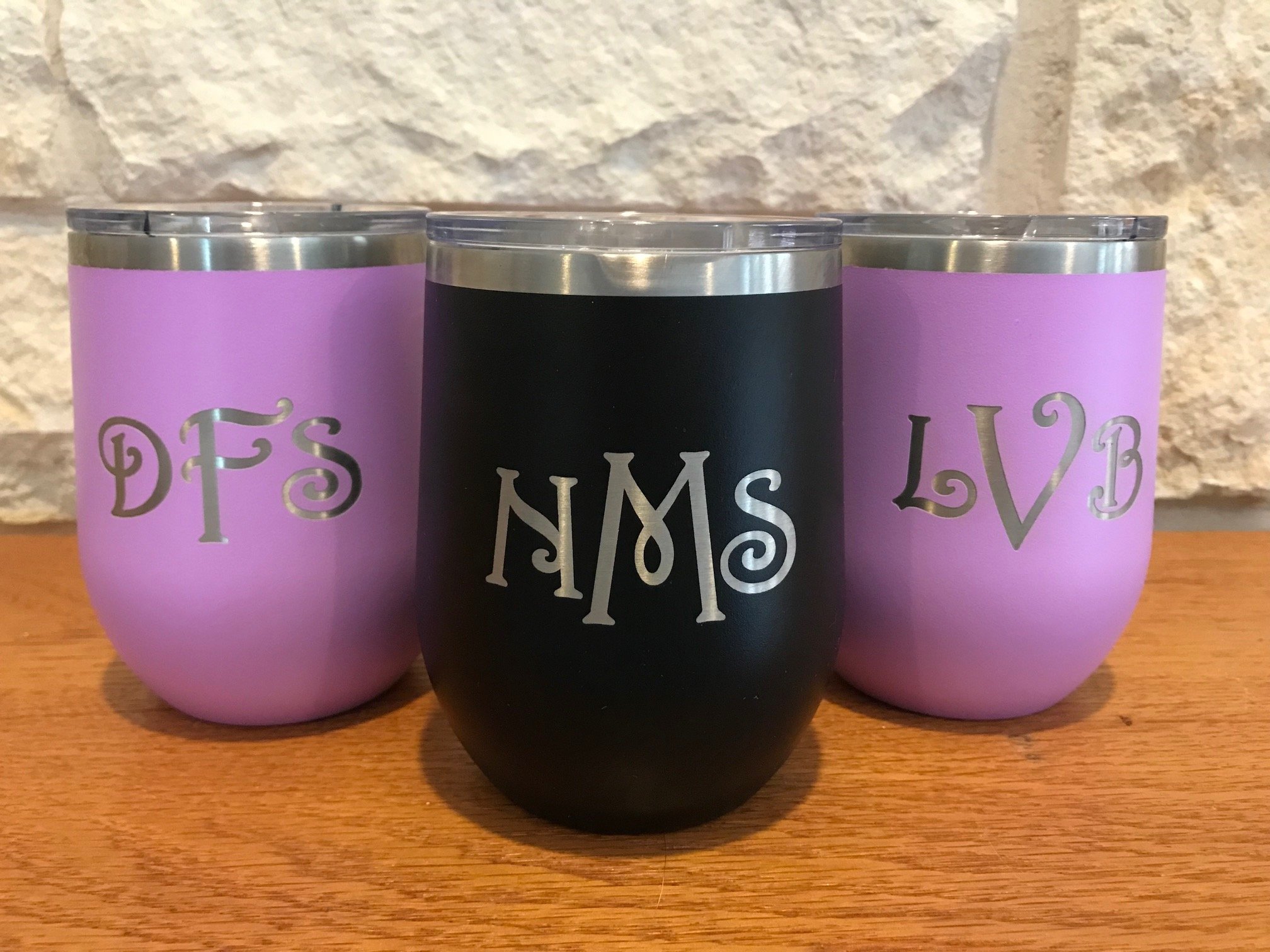 Personalized Stainless Steel Stemless Wine Glass Tumbler - 12 oz Double Wall Vacuum Insulated with Black Engraving - Perfect for Gifts, Parties, and Outdoor Wine Tasting