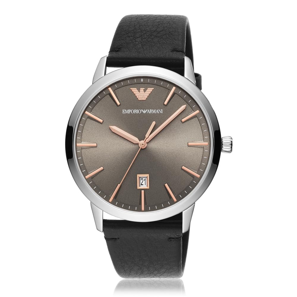 Emporio Armani Men's Stainless Steel Watch with Three-Hand Date Display - 43mm Case | Perfect for Business, Casual Wear & Special Occasions