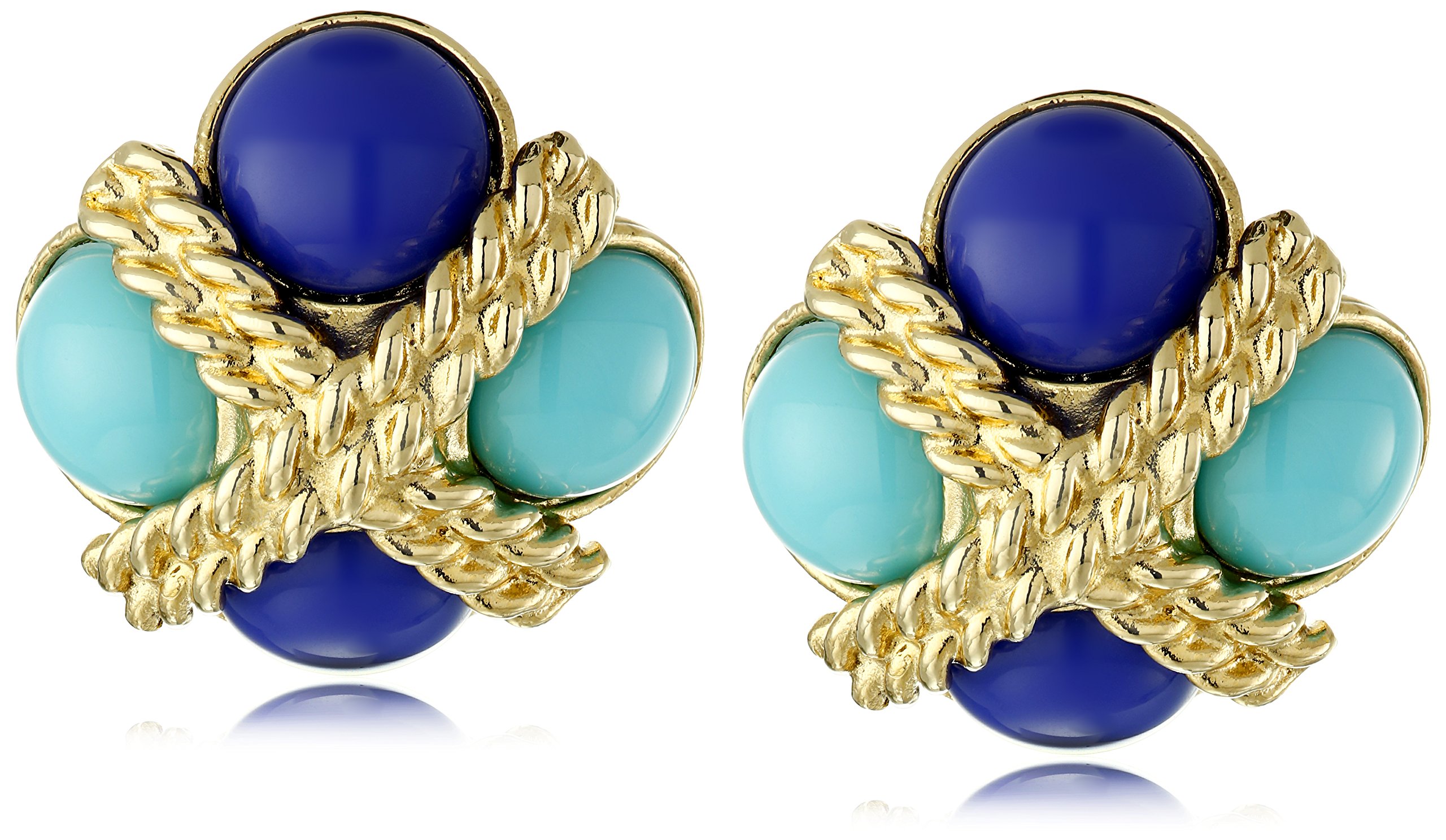 Ben-Amun St. Tropez Blue Clip-On Earrings for Women - Fashion Jewelry for Parties, Weddings & Special Occasions