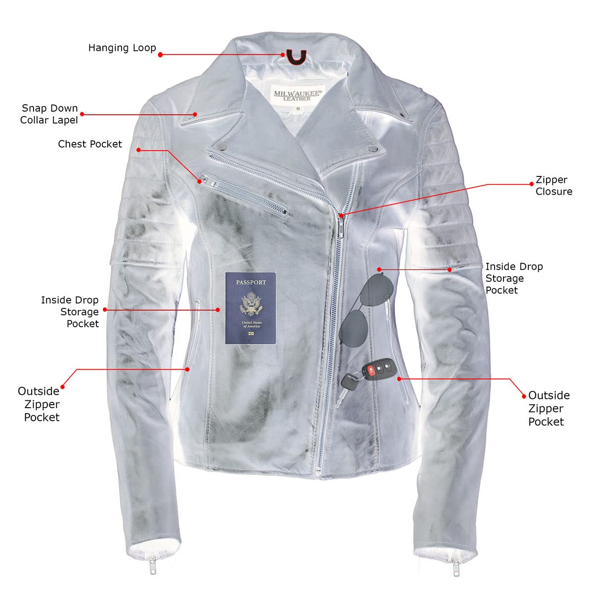 Milwaukee Leather SFL2870 Women's 'Duchess' Black Motorcycle Jacket - Stylish Biker Jacket for Casual Wear & Riding | Perfect for Motorcycle Enthusiasts & Fashion Lovers