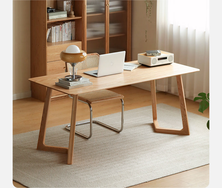 Premium Solid Oak Wood Large Office Desk - Spacious Workstation for Home & Business Use - Ideal for Writing, Studying & Remote Work