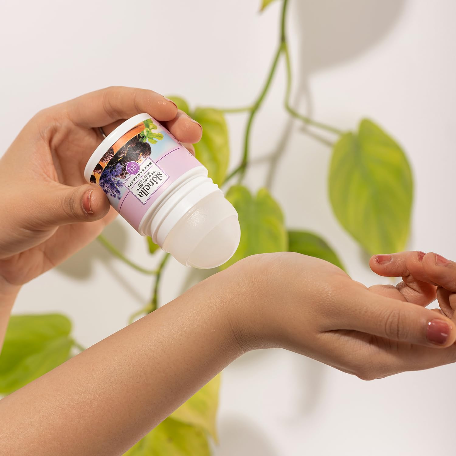 Skinella Natural Deodorant Roll-On - Mulberry & Lavender Scent for Men & Women | Underarm Whitening & Lightening | Aluminum-Free, Long-Lasting 50ml | Ideal for Daily Freshness & Sensitive Skin Care