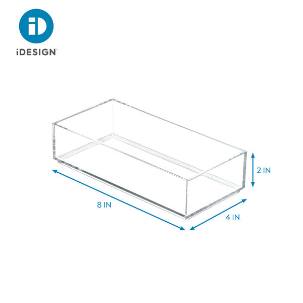 Clear Plastic Drawer Organizer 4 x 8 x 2 Inches - Stackable Storage Bins for Kitchen, Office, Bathroom & Closet Organization