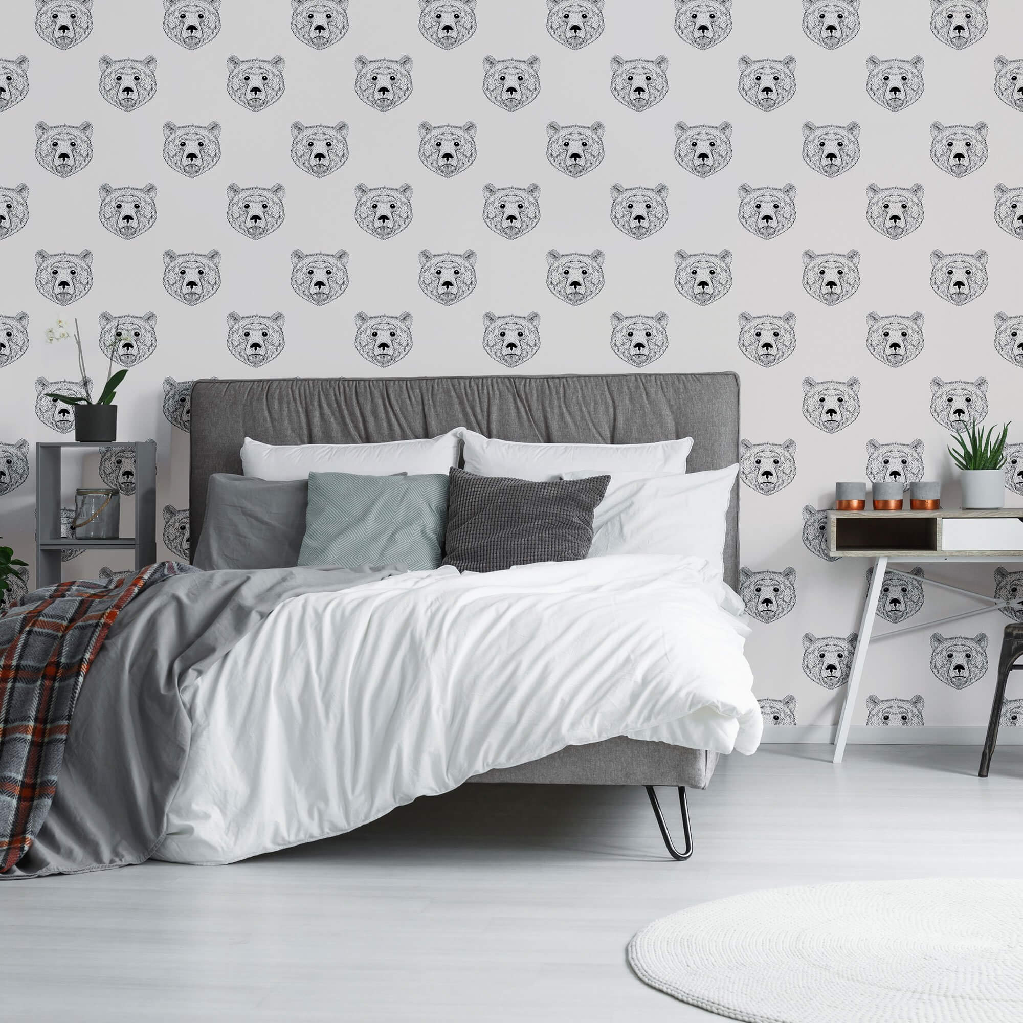 White Bear Animal Peel and Stick Removable Wallpaper 9747 - Self-Adhesive Decorative Wall Covering for Nursery, Kids Room, Dorm & Home Decor