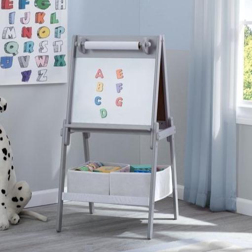MySize Double Sided Storage Easel - Adjustable Kids Art Easel with Dry Erase & Chalkboard - Perfect for Home, Classroom & Art Studio