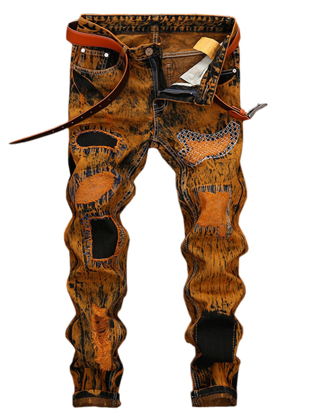 Vintage Men's Distressed Denim Jeans - Retro Straight Leg Motorcycle Pants for Casual Wear & Riding | Comfortable & Stylish for Everyday Use