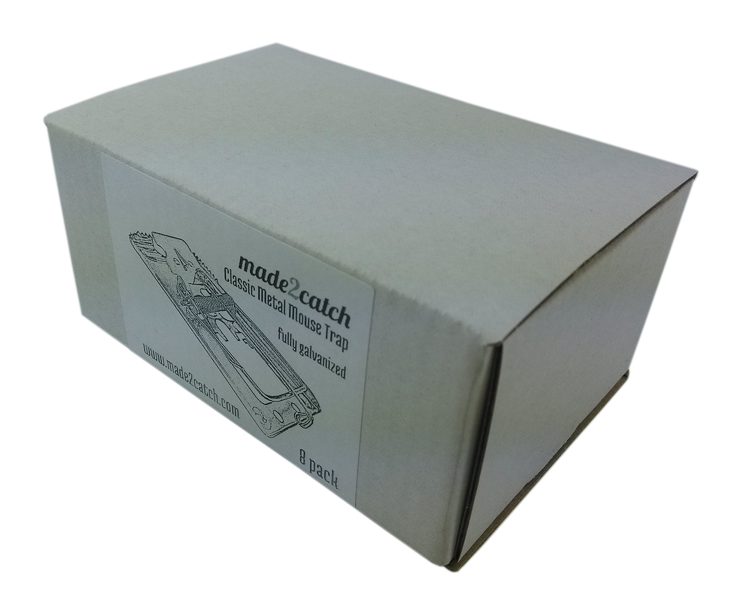 8 Pack Made2catch Classic Galvanized Metal Mouse Traps - Effective Snap Traps for Mice Control - Humane & Reusable Rodent Traps for Home, Garage, Basement & Outdoor Use