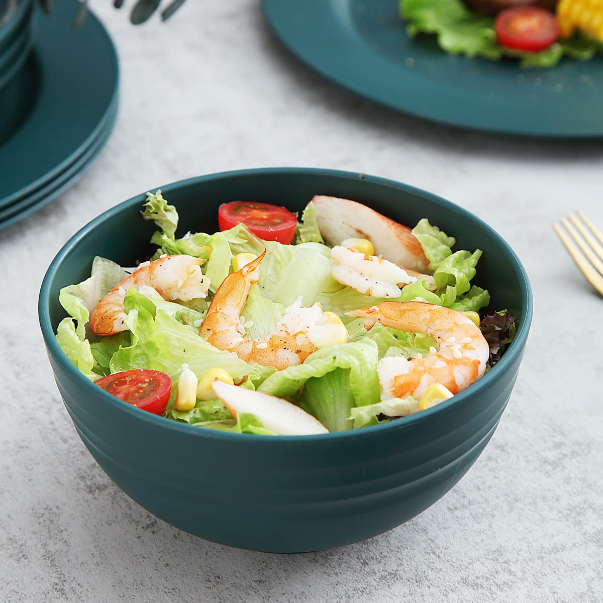 Kyraton 20-Piece Unbreakable Polypropylene Dinnerware Set - Durable Dark Green Plates, Bowls & Cups - Microwave & Dishwasher Safe - Perfect for Outdoor Dining, Camping & Everyday Use