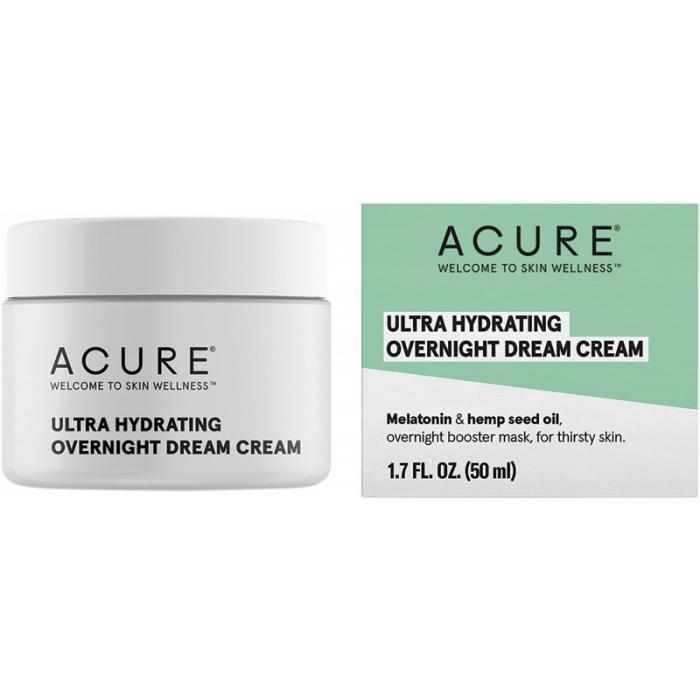Acure Ultra Hydrating Overnight Dream Cream - Organic Night Face Moisturizer for Dry Skin | Deep Hydration & Anti-Aging | Perfect for Nighttime Skincare Routine