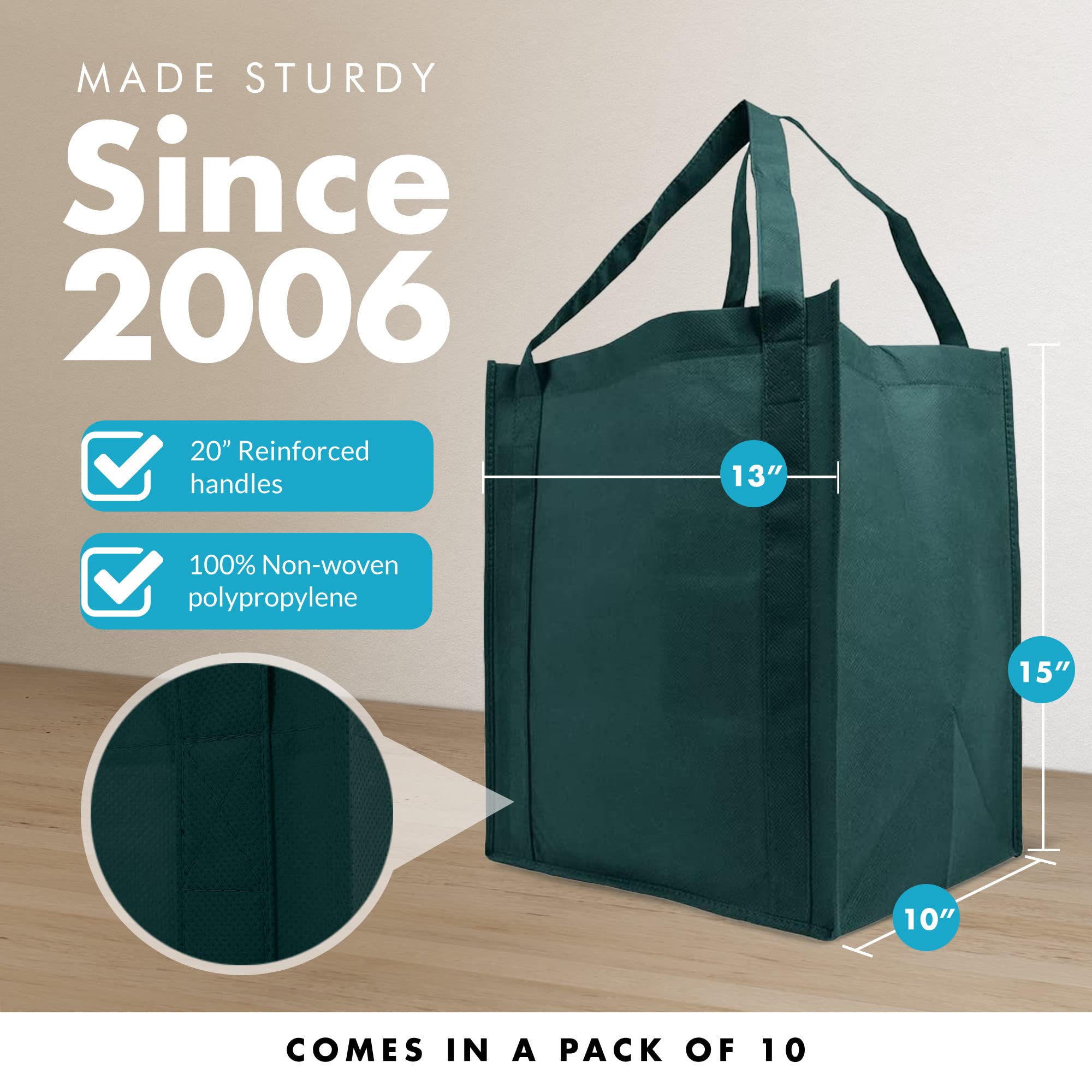 Eco-Friendly Reusable Grocery Bags - Heavy Duty 20