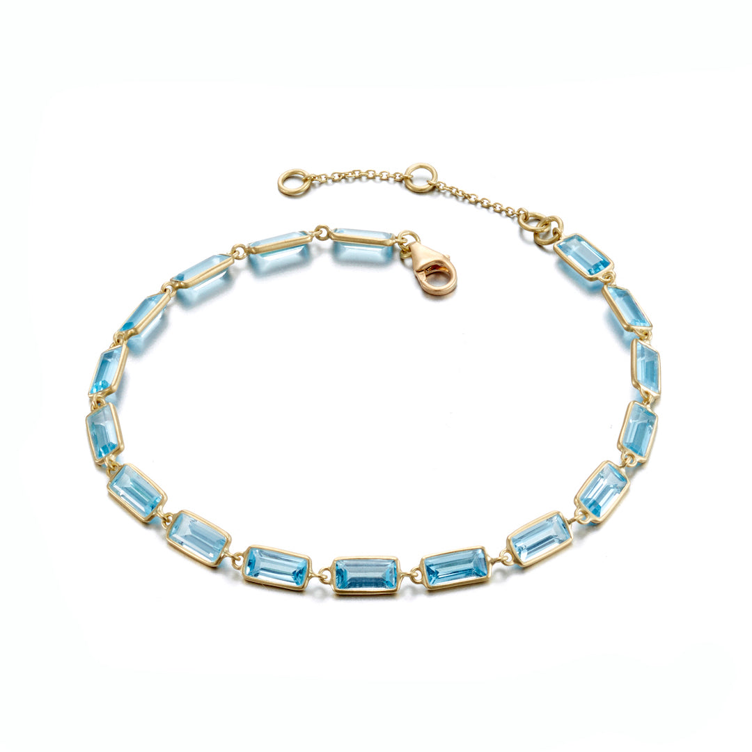 Elegant Swiss Blue Topaz Stiletto Bracelet for Women | Sterling Silver Fashion Jewelry | Perfect for Parties, Weddings & Special Occasions