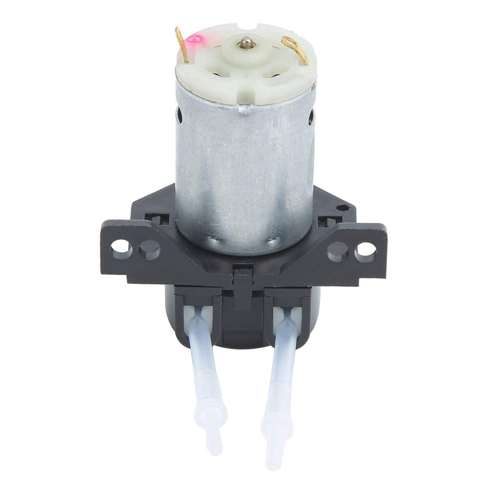 12V DC Peristaltic Liquid Pump - Mini Right Angle Dosing Pump with Large Flow & Snap-on Design - Self Priming Hose Pump for Lab Experiments, Pharmacy, Biotechnology, Aquariums & Home Brewing (Black)