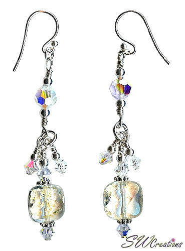 Golden Fleece Gold Point Crystal Earrings - Elegant Dangle Earrings for Women, Perfect for Parties, Weddings & Special Occasions