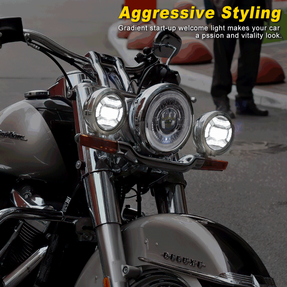 LOYO New LED Headlight Motorcycle Kit - High Brightness Waterproof Headlamp for Harley Davidson Electra Glide, Road King, Softail & More - Perfect for Night Riding & Off-Road Adventures