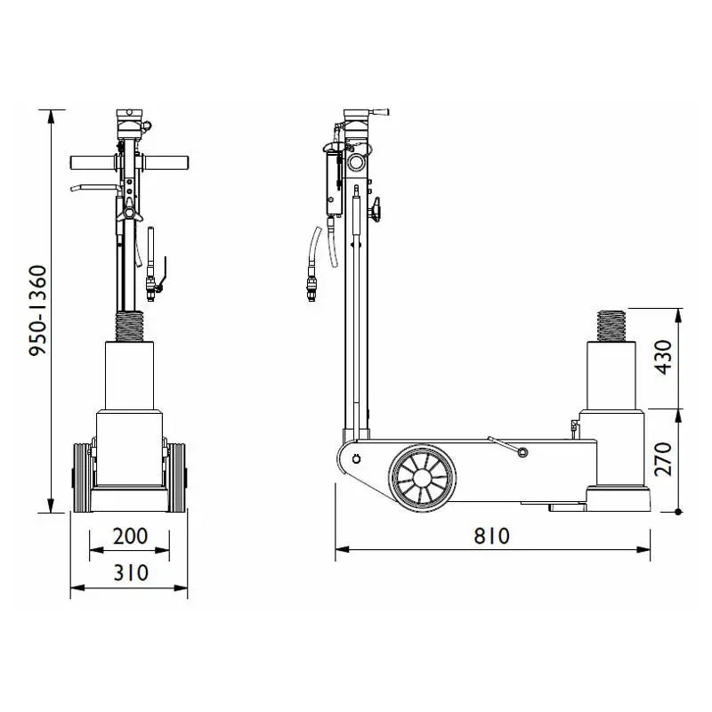 AC Hydraulic 65 Ton Aircraft Jack - Heavy Duty Aviation Lift for Boeing 747, Airbus A380 & Large Aircraft Maintenance | Professional Hangar Equipment
