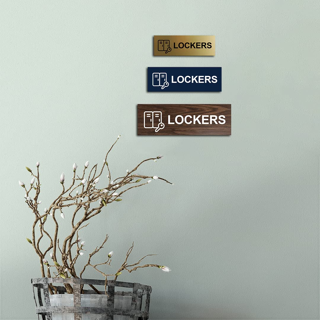 Small Brushed Gold Basic Lockers Sign - Perfect for Gyms, Schools, and Storage Rooms