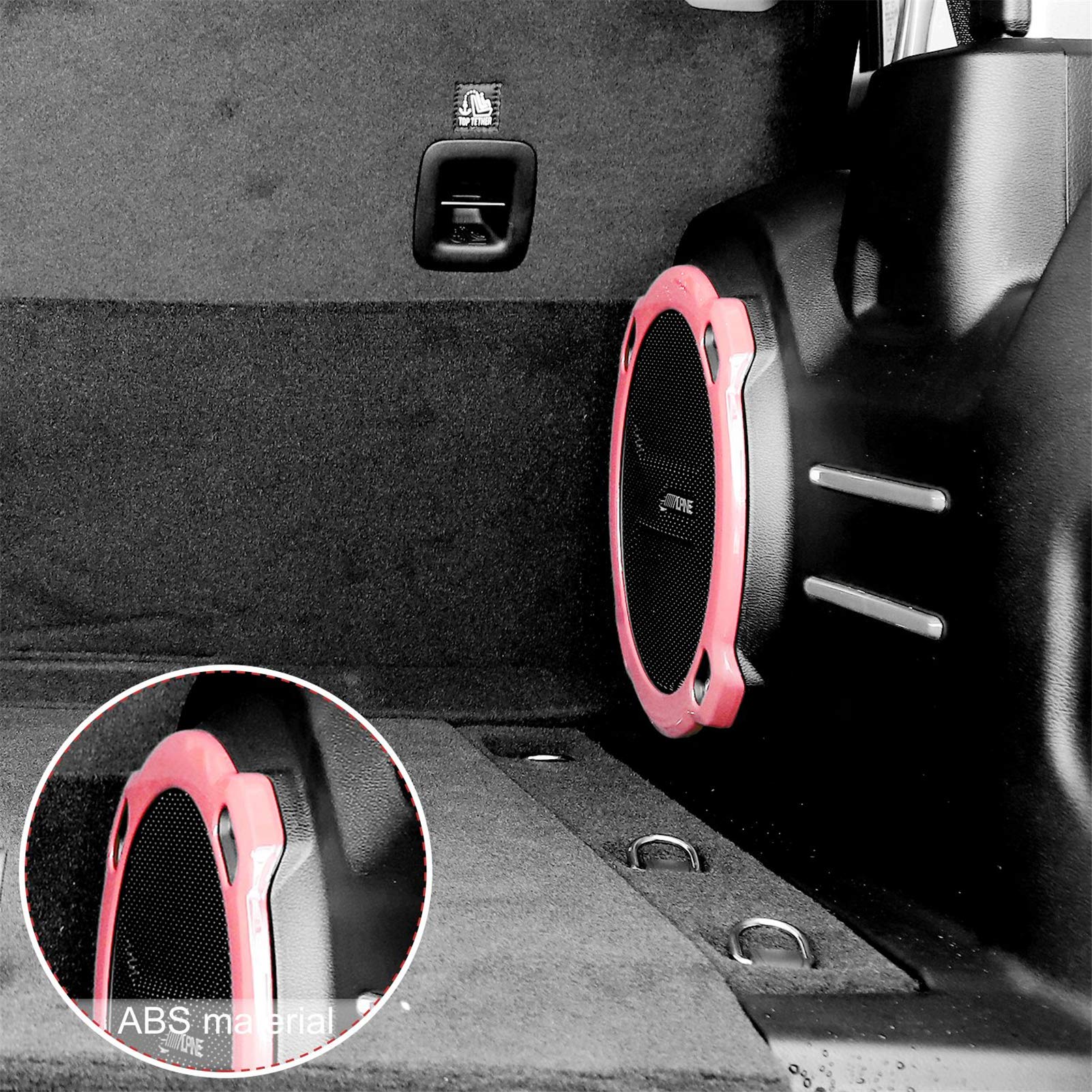 JeCar ABS Trunk Subwoofer Speaker Trim Cover - Interior Accessory Compatible with 2018-2023 Jeep Wrangler JL & JLU Rubicon Models (Pink) | Perfect for Car Audio Upgrades & Off-Road Adventures