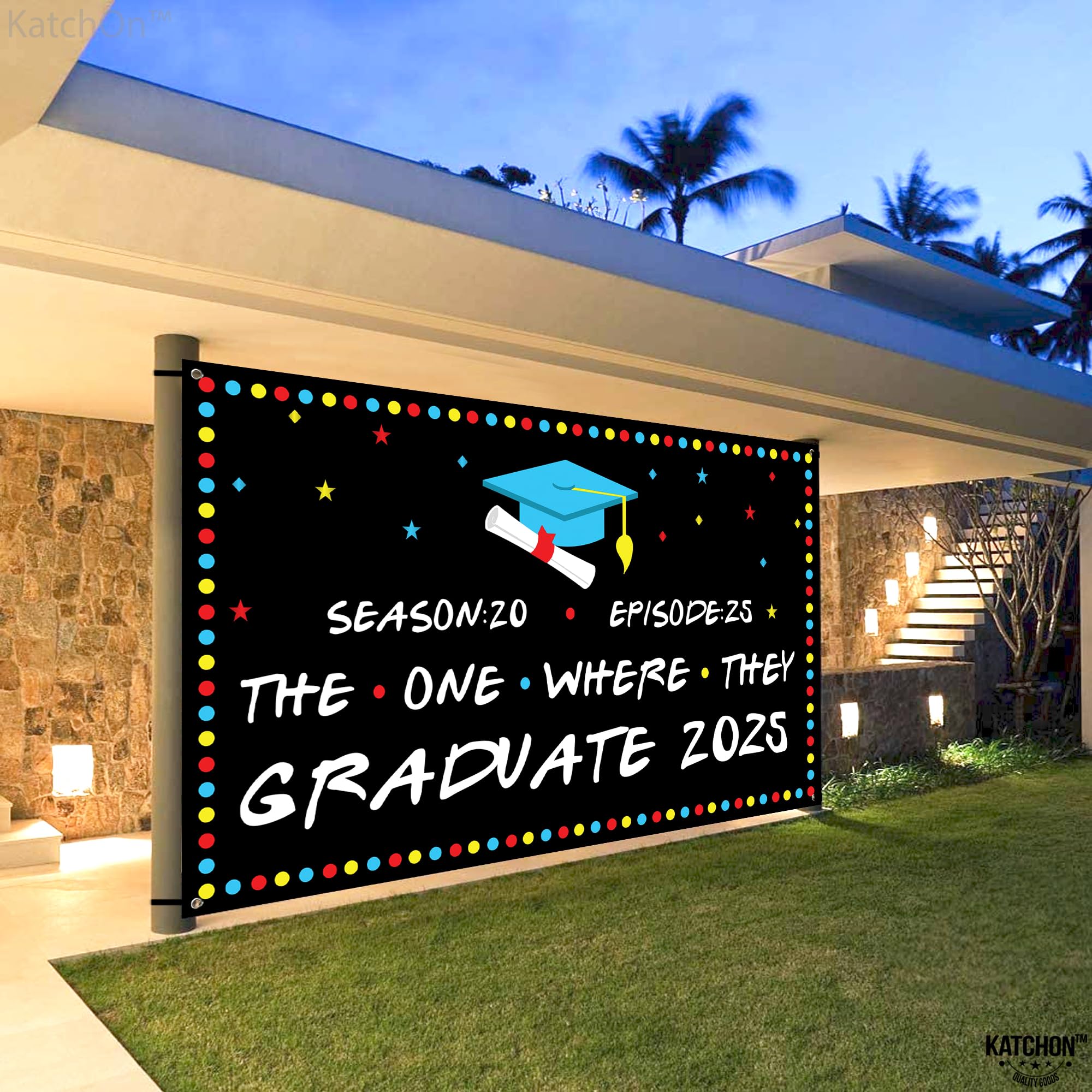 Friends Graduation Backdrop 2025 - Extra Large 72x44 Inch | Class of 2025 Graduation Banner & Decorations | Perfect for Graduation Parties, Photo Booths & School Events