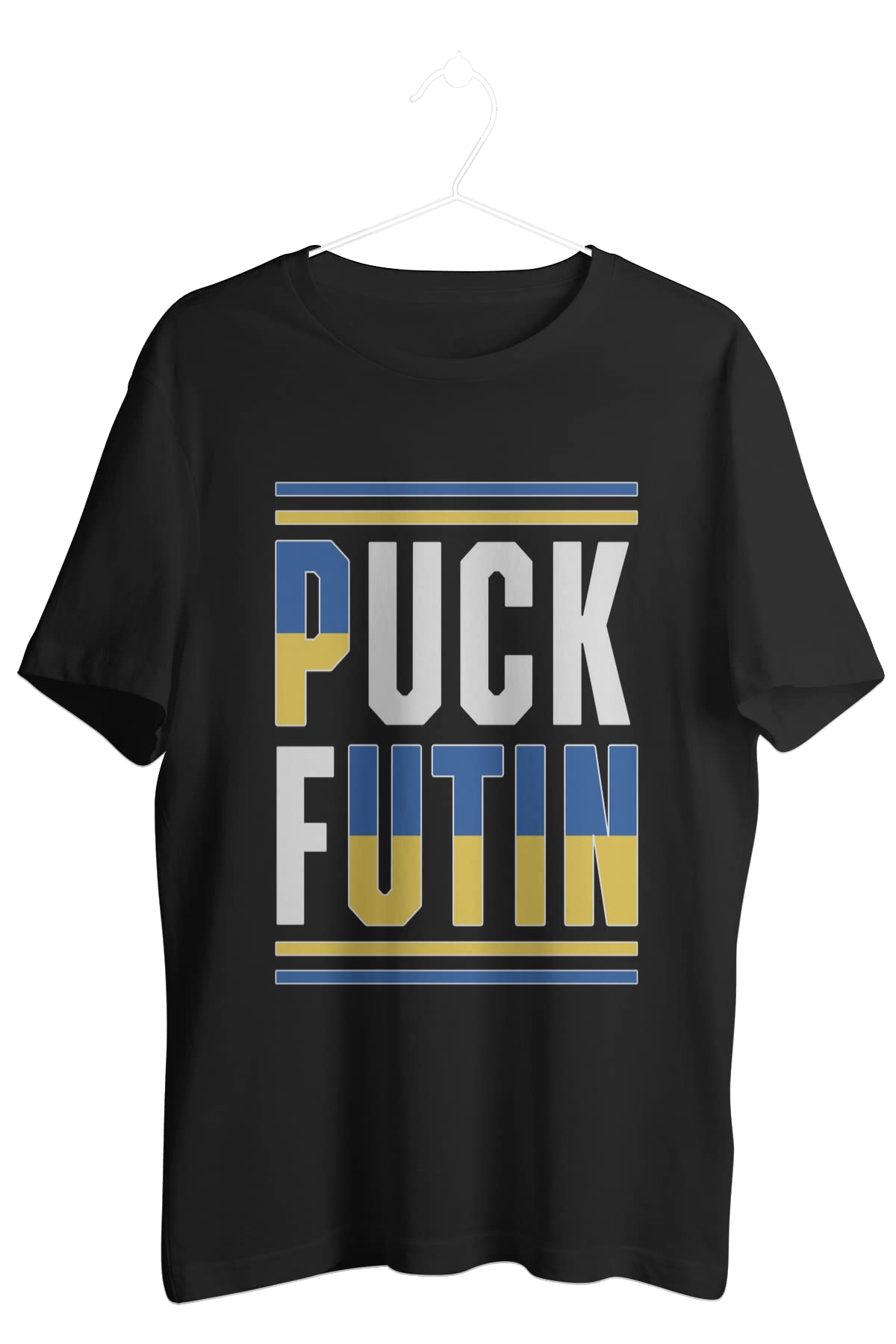 Stand with Ukraine T-Shirt - Patriotic Tee with Iron-On Puck Design - Perfect for Protests, Rallies & Showing Support