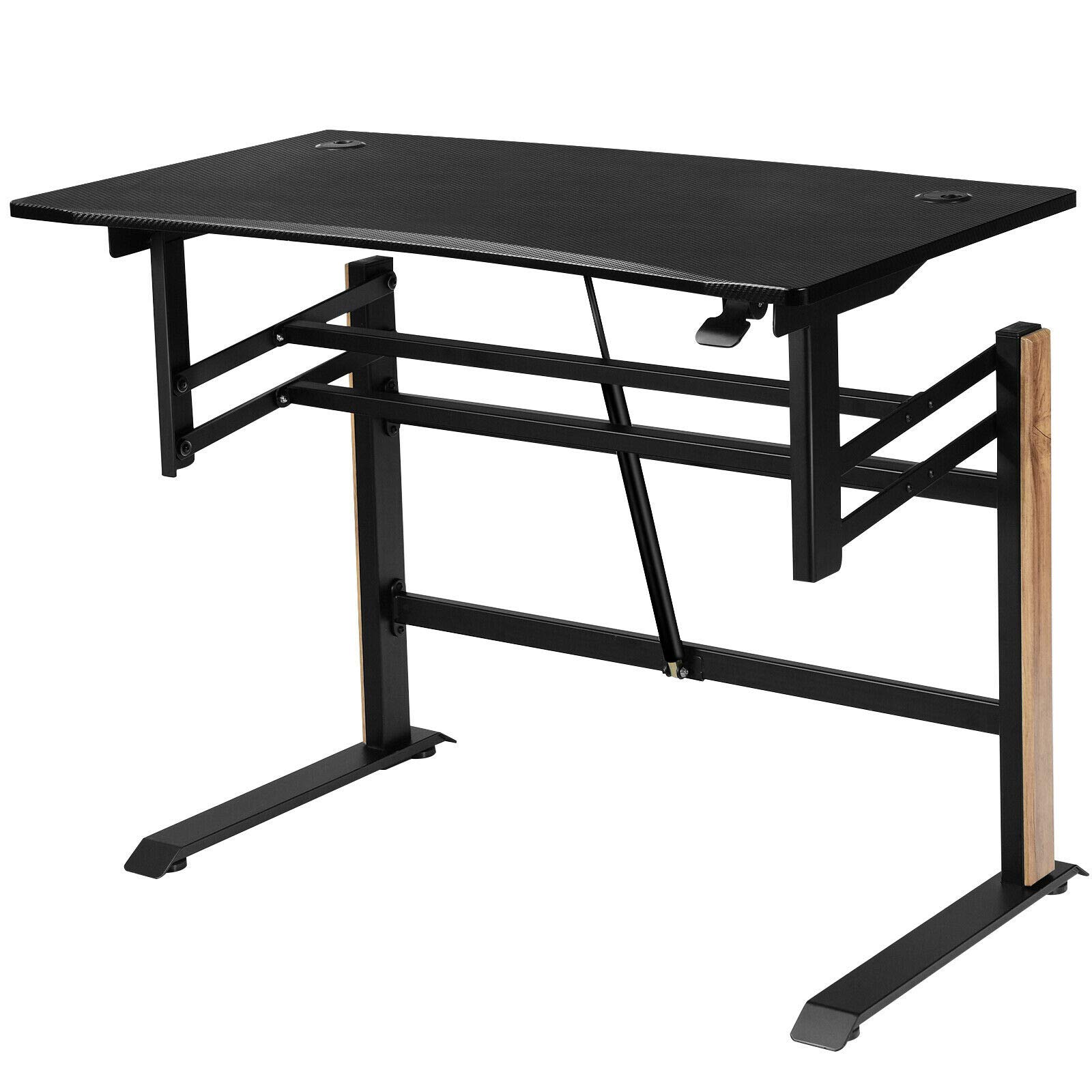Ergonomic Pneumatic Height Adjustable Standing Desk - Sit Stand Computer Workstation for Home & Office | Study, Work, Gaming Desk with Sturdy Steel Frame & Smooth Lift Mechanism | Perfect for Remote Work, Online Classes & Productivity Boost
