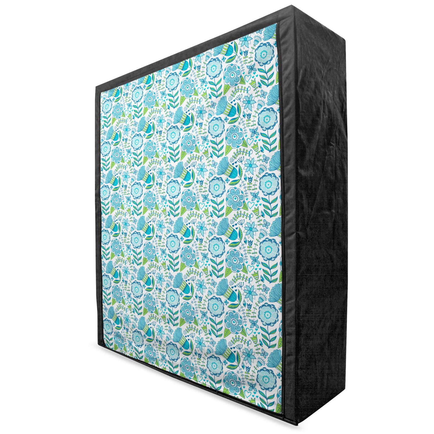 Ambesonne Blue and Green Portable Fabric Wardrobe with Doodle Nature Illustration - 59